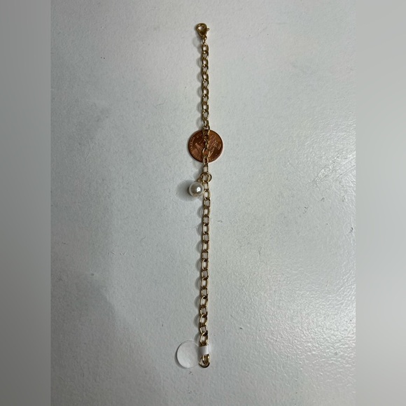 Gold bracelet with pearl pendant NWT - Picture 5 of 5